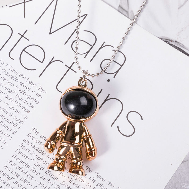 Korean Hip Hop Fashion Cross Spaceman Necklace Keychain