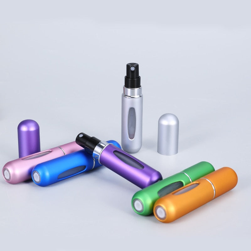 Perfume Atomizer Portable Liquid Container For Cosmetics Mini Aluminum Spray Alcochol Empty Bottle  Refillable For Traveling