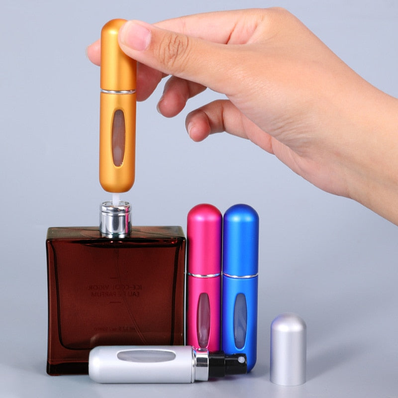 Perfume Atomizer Portable Liquid Container For Cosmetics Mini Aluminum Spray Alcochol Empty Bottle  Refillable For Traveling