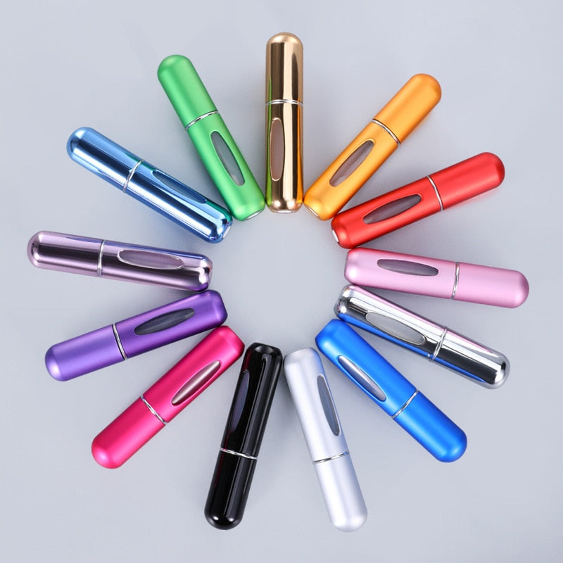 Perfume Atomizer Portable Liquid Container For Cosmetics Mini Aluminum Spray Alcochol Empty Bottle  Refillable For Traveling